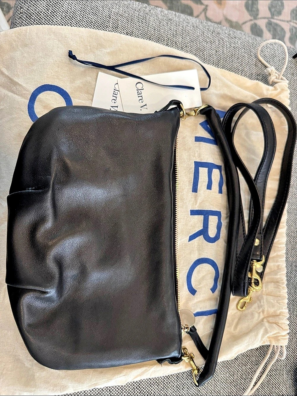 Clare V. Petit Moyen Messenger Crossbody Bag Black